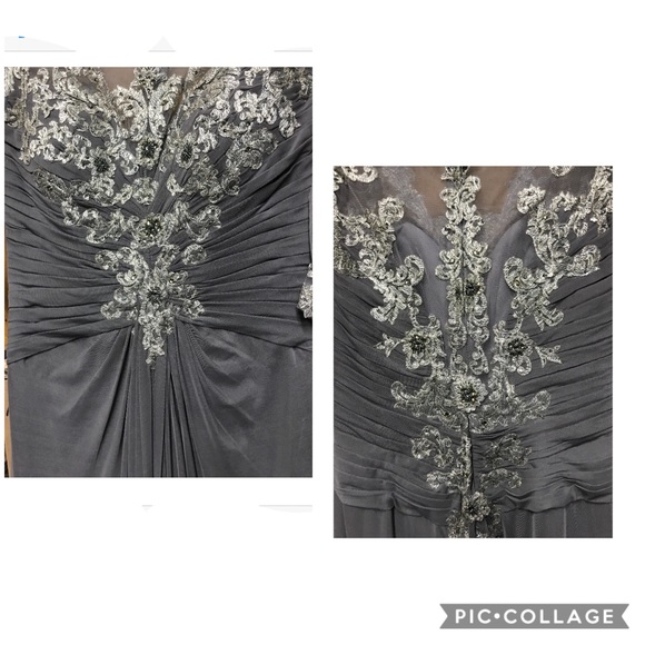 Cameron Blake pewter for Mon Cheri formal gown - Picture 3 of 6